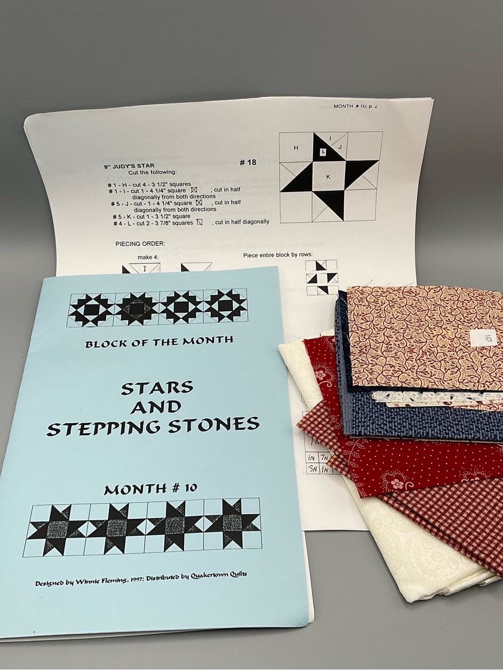 Quakertown Quilts Stars and Stepping Stones Month #10 Pieced Quilt Kit + Pattern